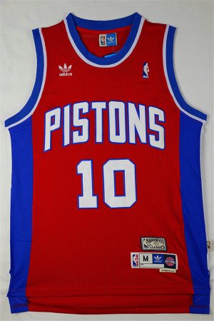 Maillot De Basket Detroit Pistons Dennis Rodman 10 Retro Engrener Rouge